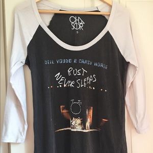Chaser brand Neil Young raglan tee size small